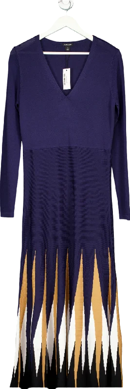 Karen Millen Navy Geometric Knit Dress UK M