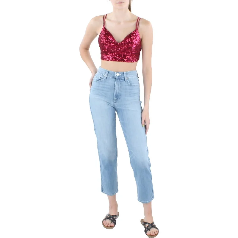 Jump Apparel Womens Juniors Sequined Bralette Cropped