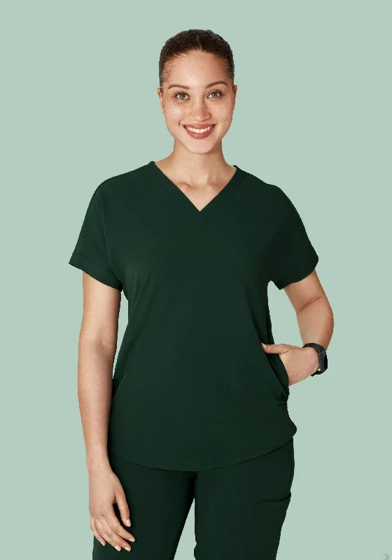 Oversized V Neck Top Midnight Green